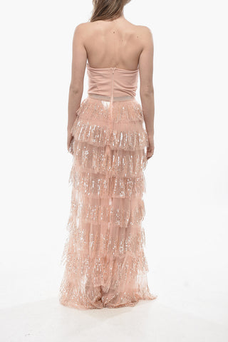 Trägerloses Maxi-Kleid mit Pailletten