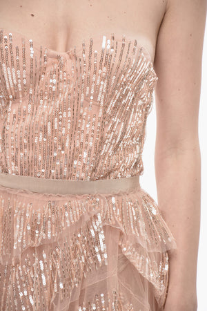 Maxi Vestito Strapless con Paillettes