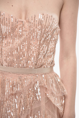 Trägerloses Maxi-Kleid mit Pailletten