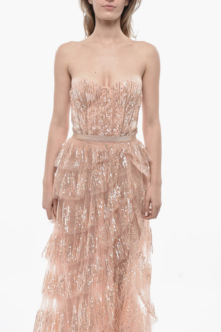 Trägerloses Maxi-Kleid mit Pailletten