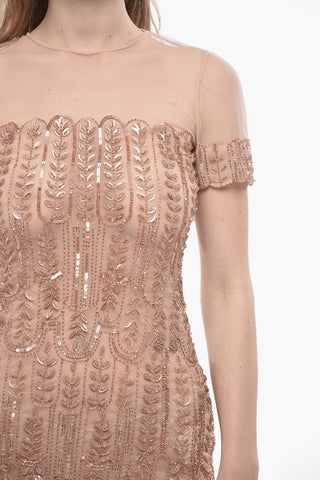 Mesh-Kleid mit Pailletten