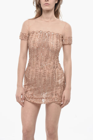 Mesh-Kleid mit Pailletten