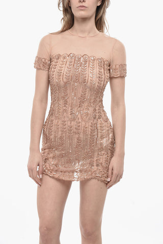 Mesh-Kleid mit Pailletten