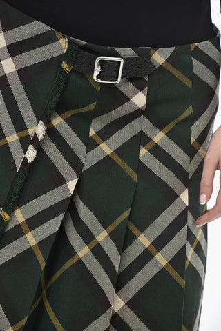 Gonna a Trapezio in Lana Motivo Tartan