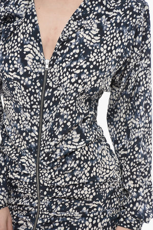 Drapiertes Kleid aus Seidenmischung HERMINA mit Reißverschluss vorne