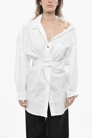 LA CASA Cotton Poplin Shirt with Belt