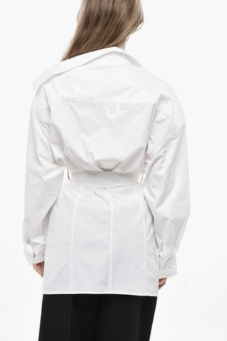LA CASA Cotton Poplin Shirt with Belt