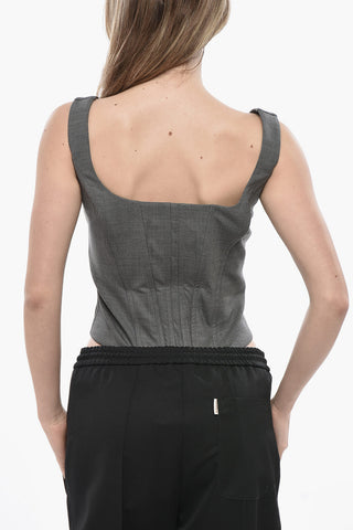 Top in Lana Vergine con Scollo Quadrato