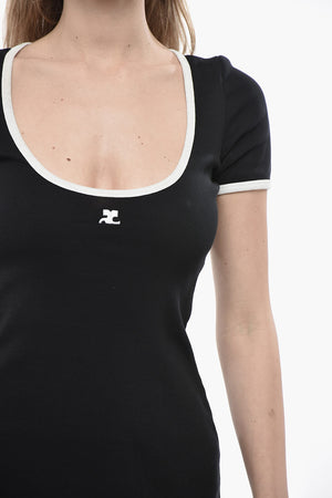 Tee Dress in Cotone con Orli a Contrasto