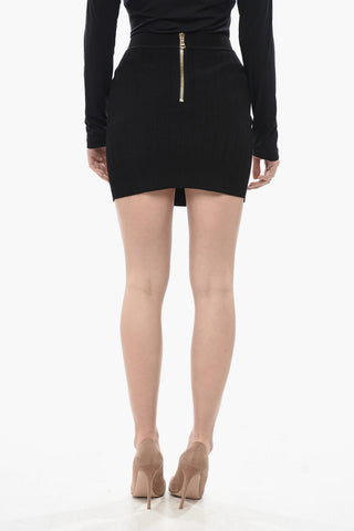 골지 미니스커트(골드 효과 버튼)