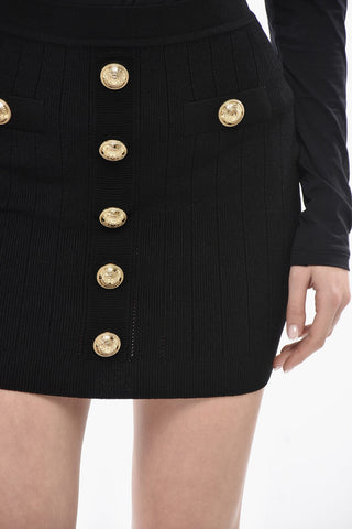 골지 미니스커트(골드 효과 버튼)