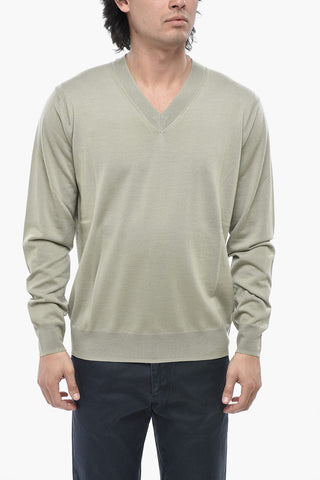 Pullover Aus Extrafeiner Schurwolle Mit V-Ausschnitt