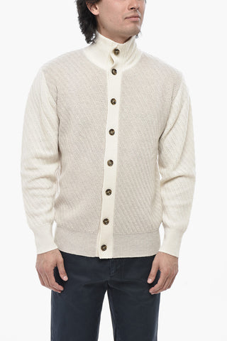 Cardigan mit hohem Kragen und Rippbündchen