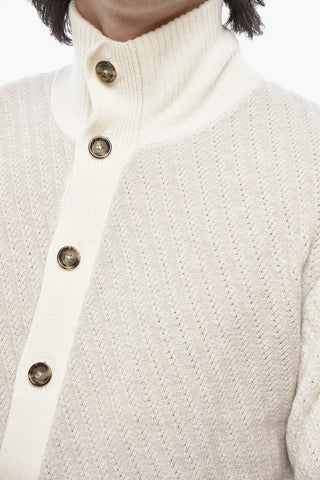 Cardigan mit hohem Kragen und Rippbündchen