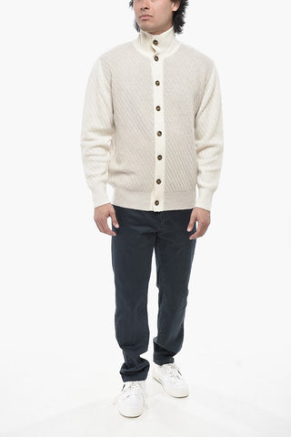 Cardigan mit hohem Kragen und Rippbündchen