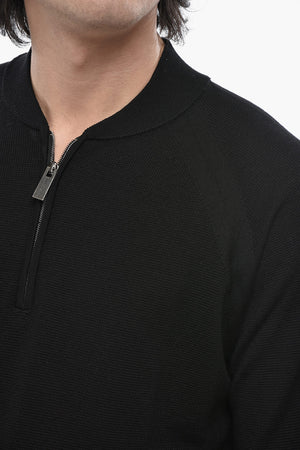 Maglia a Mezza Zip In Lana Vergine Leggera