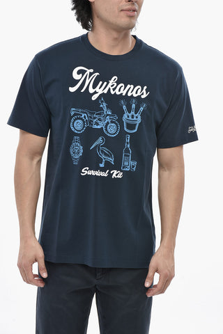 Crewneck T-Shirt MYKONOS SURVIVAL KIT Printed