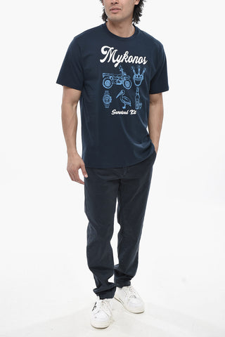 Crewneck T-Shirt MYKONOS SURVIVAL KIT Printed