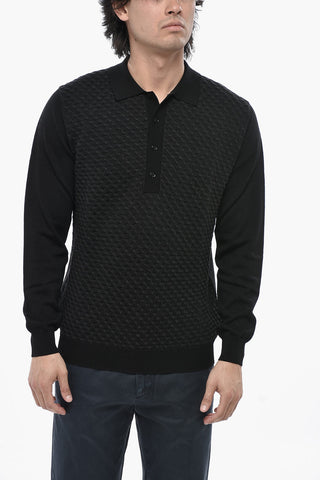 Virgin Wool Polo-Neck Sweater with Mother-of-Pearl Buttons