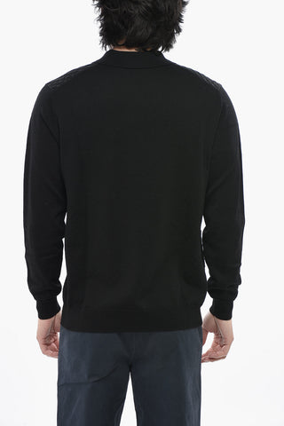 Virgin Wool Polo-Neck Sweater with Mother-of-Pearl Buttons