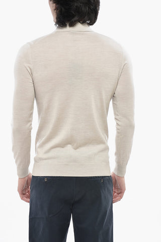 Virgin Wool Polo Neck Half-Zip Sweater