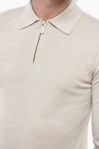 Virgin Wool Polo Neck Half-Zip Sweater