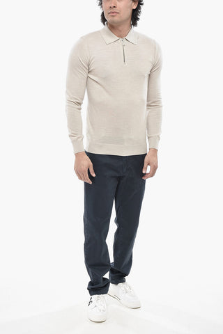 Pullover Aus Schurwolle Mit Polokragen Und Halbem Reißverschluss