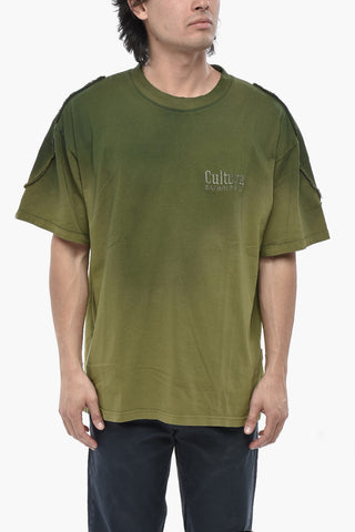 Rundhals-T-Shirt Im Used-Look Mit Fleece-Details