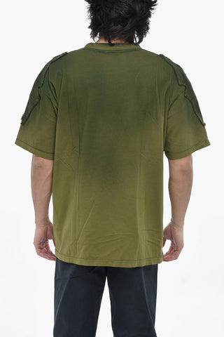 Rundhals-T-Shirt Im Used-Look Mit Fleece-Details