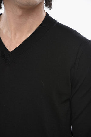 Extrafeiner Schurwoll-Pullover Mit V-Ausschnitt