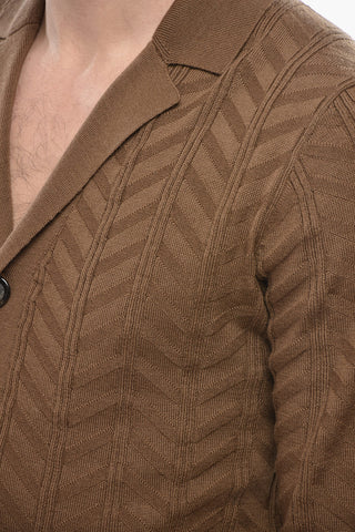 Schurwoll-Cardigan Mit Chevron-Muster