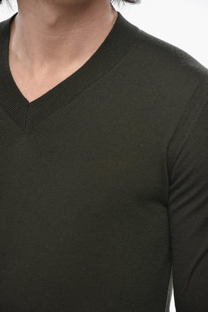 Extrafeiner Schurwoll-Pullover Mit V-Ausschnitt