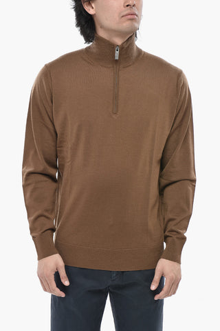 Halbzip-Pullover Aus Leichter Schurwolle