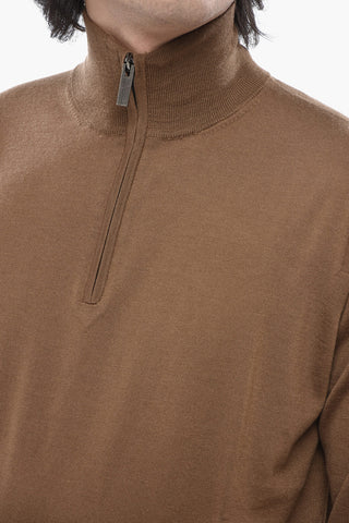 Halbzip-Pullover Aus Leichter Schurwolle
