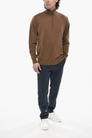 Halbzip-Pullover Aus Leichter Schurwolle