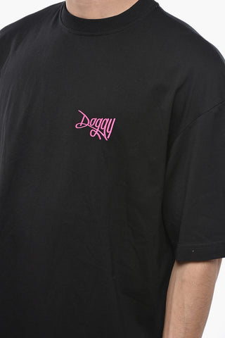 Baumwoll-T-Shirt Mit Rundhals Und Seitlichem Geprägtem Logo