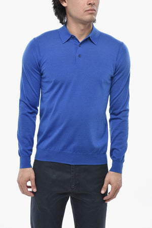 Maglia in Lana Vergine a Tinta Unita con Collo a Polo