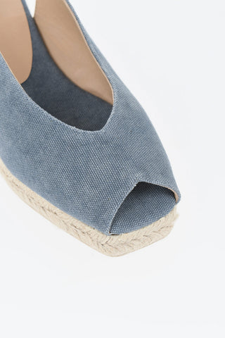 Open-Back Cotton Sandals with Raffia Sole
