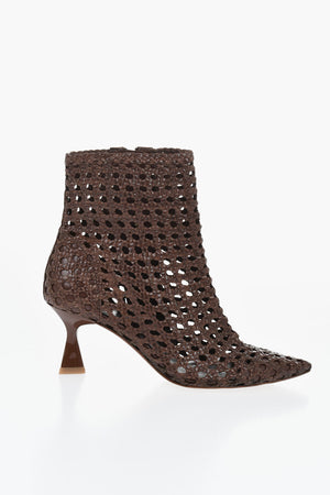 Tronchetti CAOBA In Pelle Intrecciata con Tacco Point 6,5cm