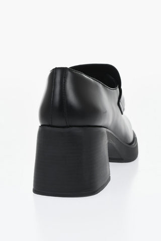 브러시드 가죽 페니 로퍼 7cm 굽