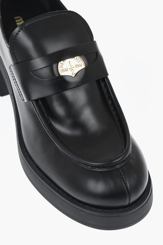 브러시드 가죽 페니 로퍼 7cm 굽