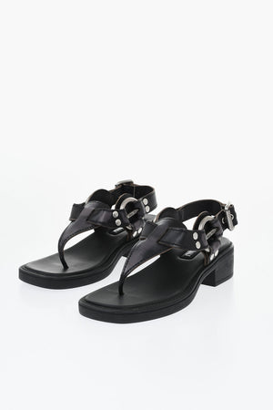 Leather Thong Sandals With 4 Cm Buckle