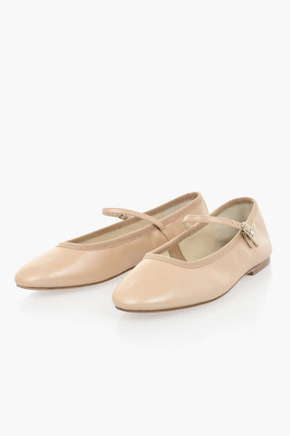 펄 효과 가죽 메리제인 플랫