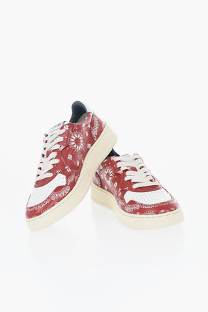 Leather Low-Top Sneakers 01 with Paisley Pattern