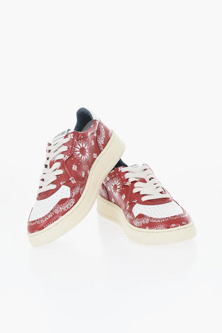 Leather Low-Top Sneakers 01 with Paisley Pattern