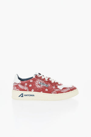 Leather Low-Top Sneakers 01 with Paisley Pattern