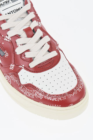 Leather Low-Top Sneakers 01 with Paisley Pattern