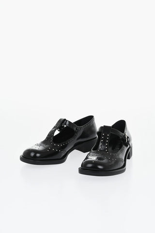 Mary-Jane-Pumps Aus Gebürstetem Leder 3 Cm Absatz
