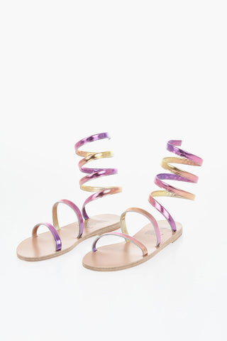 Laminated Leather Gladiator Sandals