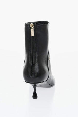 Leather Pointed Toe Ankle Boots 6 cm Heel